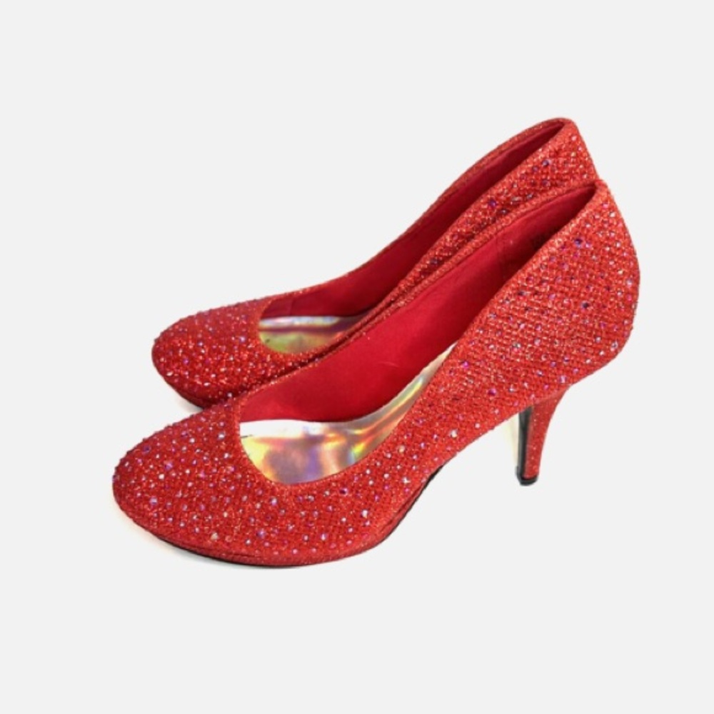Red Rhinestone Women's High Heel Pumps